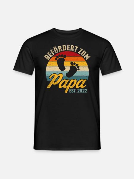 Retro befördert zum papa 2022 ich werde vater 2022 - Männer T-Shirt - Schwarz