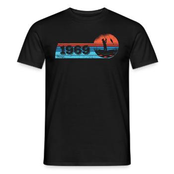 Angler born 1969 Birthday Fliegenflischen - Men's T-Shirt - black - Front - AI Model Male 178 light (178cm)