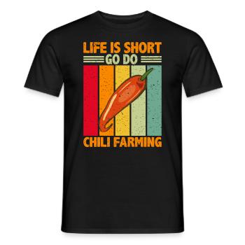 La vie est courte Aller faire de l’agriculture chili - T-shirt homme - noir - Devant - AI Model Male 178 light (178cm)