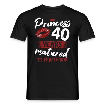 Fille de 40 ans 40 bday Princesse 40 anniversaire - T-shirt homme - noir - Devant - AI Model Male 178 light (178cm)