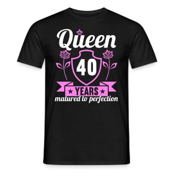 Fille de 40 ans 40 bday Queen 40 anniversaire - T-shirt homme - noir - Devant - AI Model Male 178 light (178cm)