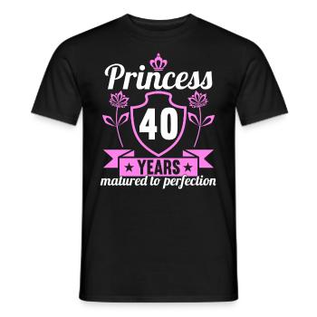Fille de 40 ans 40 bday Princesse 40 anniversaire - T-shirt homme - noir - Devant - AI Model Male 178 light (178cm)