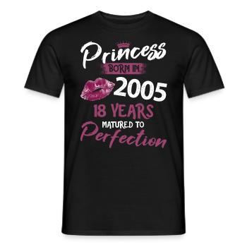 18ème anniversaire 18 ans de perfection Princesse 2005 - T-shirt homme - noir - Devant - AI Model Male 178 light (178cm)