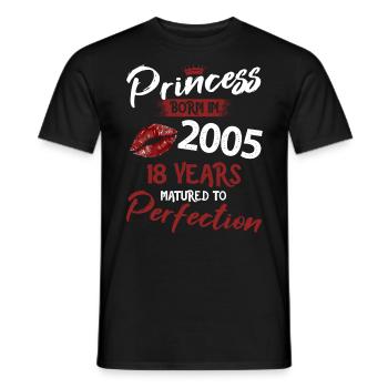 18ème anniversaire 18 ans de perfection Princesse 2005 - T-shirt homme - noir - Devant - AI Model Male 178 light (178cm)