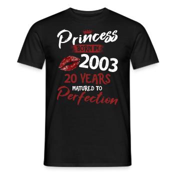 20th birthday 20 years of perfection Princess 2003 - Men's T-Shirt - black - Front - AI Model Male 178 light (178cm)