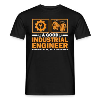 A Good Industrial Engineer Needs No Plan - Men's T-Shirt - black - Front - AI Model Male 178 light (178cm)