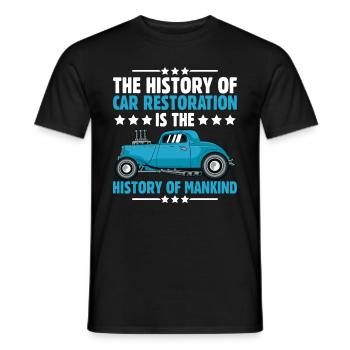 The History Of Car Restoration - Men's T-Shirt - black - Front - AI Model Male 178 light (178cm)