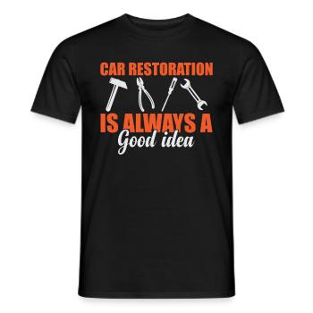 Car Restoration Is Always A Good Idea - Men's T-Shirt - black - Front - AI Model Male 178 light (178cm)