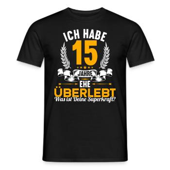 Ich habe 15 Jahre Ehe überlebt 15.Hochzeitstag - Männer T-Shirt - Schwarz - Vorne - AI Model Male 178 light (178cm)