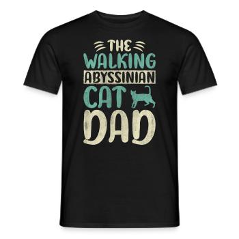 The Walking Abyssinian Cat Dad Kitty Cat Walking - Männer T-Shirt - Schwarz - Vorne - AI Model Male 178 light (178cm)