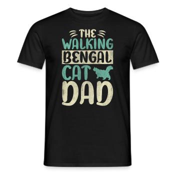 The Walking Bengal Cat Dad Kitty Cat Walking - Männer T-Shirt - Schwarz - Vorne - AI Model Male 178 light (178cm)