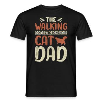 The Walking Domestic Longhair Cat Dad Cat Walking - Men's T-Shirt - black - Front - AI Model Male 178 light (178cm)