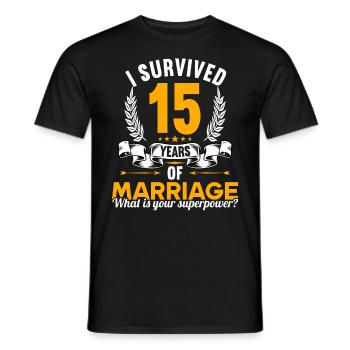 Ich habe 15 Jahre Ehe überlebt 15.Hochzeitstag - Männer T-Shirt - Schwarz - Vorne - AI Model Male 178 light (178cm)