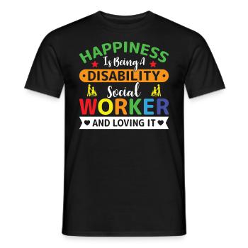 Happiness Is A Disability Social Worker - Männer T-Shirt - Schwarz - Vorne - AI Model Male 178 light (178cm)