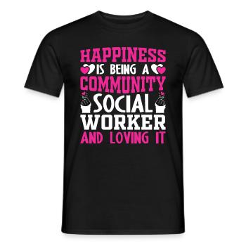 Happiness Being Community Social Worker - Männer T-Shirt - Schwarz - Vorne - AI Model Male 178 light (178cm)