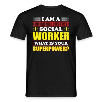 Je suis un travailleur social de justice pénale - T-shirt homme - noir - Devant - AI Model Male 178 light (178cm)