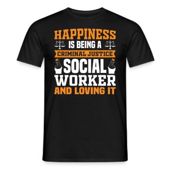Le bonheur étant justice Travailleur social - T-shirt homme - noir - Devant - AI Model Male 178 light (178cm)