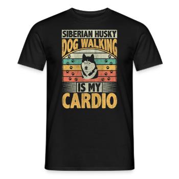 Siberian Husky Dog Walking Is My Cardio Dog Lover - Männer T-Shirt - Schwarz - Vorne - AI Model Male 178 light (178cm)