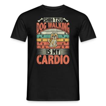 Shih Tzu Dog Walking Is My Cardio Dog Lover Puppy - Männer T-Shirt - Schwarz - Vorne - AI Model Male 178 light (178cm)