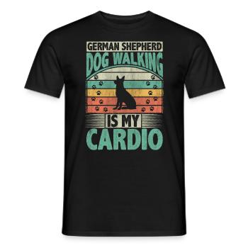La promenade du chien de berger allemand est mon amoureux des chiens cardio - T-shirt homme - noir - Devant - AI Model Male 178 light (178cm)