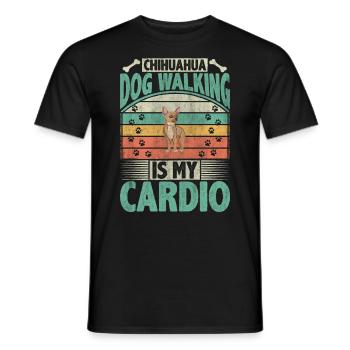 Chihuahua Dog Walking Is My Cardio Dog Lover Puppy - Männer T-Shirt - Schwarz - Vorne - AI Model Male 178 light (178cm)