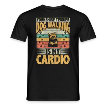 Yorkshire Terrier Dog Walking Is My Cardio Dog - Männer T-Shirt - Schwarz - Vorne - AI Model Male 178 light (178cm)