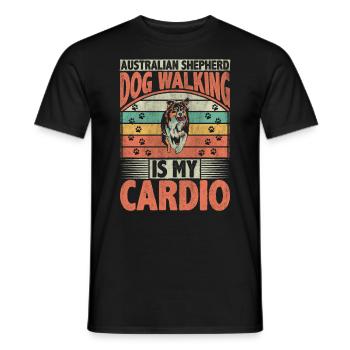 La promenade du chien de berger australien est mon chien cardio - T-shirt homme - noir - Devant - AI Model Male 178 light (178cm)