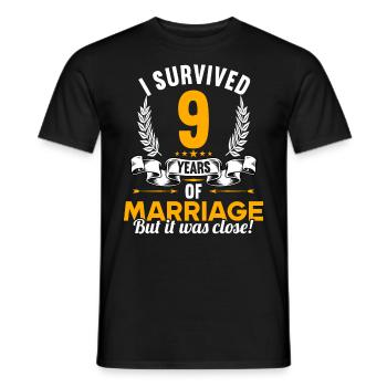J’ai survécu à 9 ans de mariage 9ème anniversaire de mariage - T-shirt homme - noir - Devant - AI Model Male 178 light (178cm)