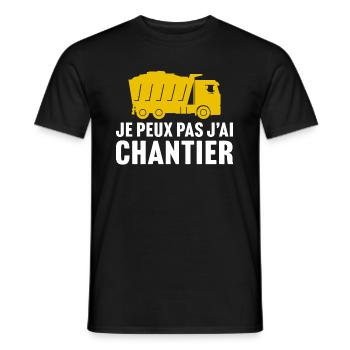 je peux pas j'ai chantier - conducteur engins - T-shirt homme - noir - Devant - AI Model Male 178 light (178cm)