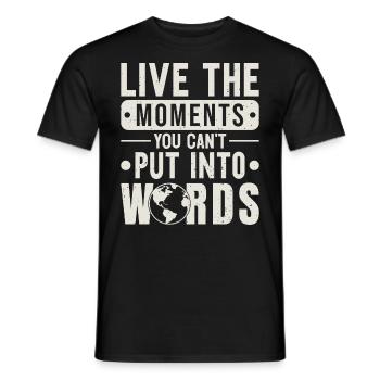 Vivez les moments que vous ne pouvez pas mettre en mots Voyage - T-shirt homme - noir - Devant - AI Model Male 178 light (178cm)