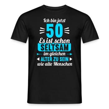 Seltsam im gleichen Alter wie alte 50. Geburtstag - Männer T-Shirt - Schwarz - Vorne - AI Model Male 178 light (178cm)