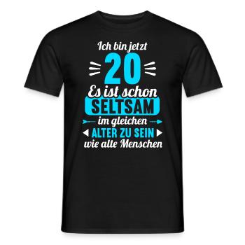 Seltsam im gleichen Alter wie alte 20. Geburtstag - Männer T-Shirt - Schwarz - Vorne - AI Model Male 178 light (178cm)
