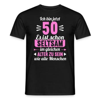 Seltsam im gleichen Alter wie alte 50. Geburtstag - Männer T-Shirt - Schwarz - Vorne - AI Model Male 178 light (178cm)