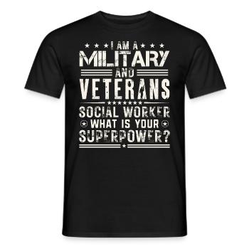 Je suis un travailleur social militaire et vétéran - T-shirt homme - noir - Devant - AI Model Male 178 light (178cm)