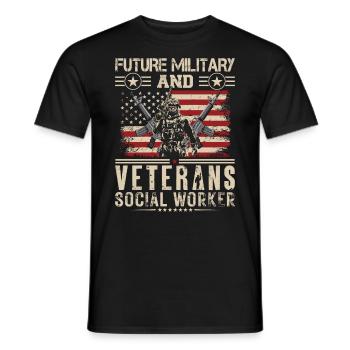 Future Military & Veterans Social Worker - Men's T-Shirt - black - Front - AI Model Male 178 light (178cm)