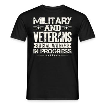 Travailleur social militaire et vétéran - T-shirt homme - noir - Devant - AI Model Male 178 light (178cm)