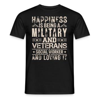 Happiness Is Being Military & Veterans - Men's T-Shirt - black - Front - AI Model Male 178 light (178cm)