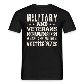 Travailleurs sociaux militaires et vétérans - T-shirt homme - noir - Devant - AI Model Male 178 light (178cm)
