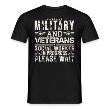 Travailleur militaire et vétéran en cours - T-shirt homme - noir - Devant - AI Model Male 178 light (178cm)