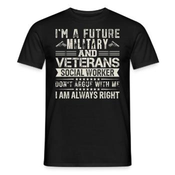 Je suis un futur travailleur militaire et vétéran - T-shirt homme - noir - Devant - AI Model Male 178 light (178cm)
