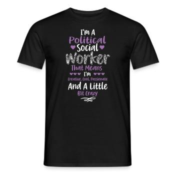 Je suis un travailleur social politique qui signifie - T-shirt homme - noir - Devant - AI Model Male 178 light (178cm)