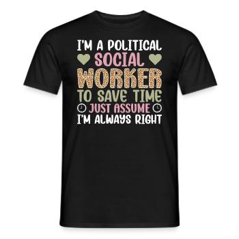 Je suis travailleuse sociale politique - T-shirt homme - noir - Devant - AI Model Male 178 light (178cm)