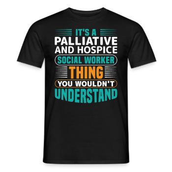 Travailleur social en soins palliatifs et en soins palliatifs - T-shirt homme - noir - Devant - AI Model Male 178 light (178cm)