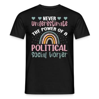 Le pouvoir du travailleur social politique - T-shirt homme - noir - Devant - AI Model Male 178 light (178cm)
