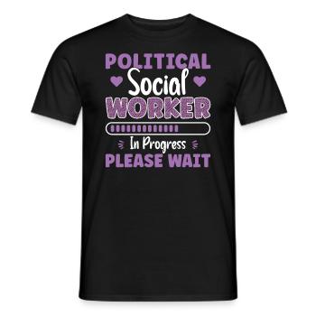 Travailleur social politique en cours - T-shirt homme - noir - Devant - AI Model Male 178 light (178cm)