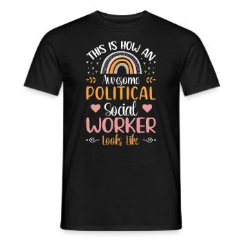 How Political Social Worker Looks Like - Männer T-Shirt - Schwarz - Vorne - AI Model Male 178 light (178cm)