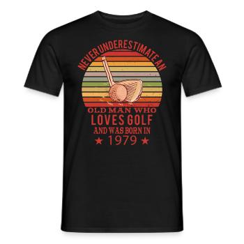 Golfeur Golfeur Né 1979 Anniversaire - T-shirt homme - noir - Devant - AI Model Male 178 light (178cm)