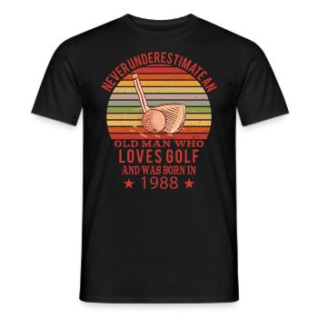 Golfeur Golfeur Né 1988 Anniversaire - T-shirt homme - noir - Devant - AI Model Male 178 light (178cm)