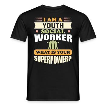 Je suis travailleuse sociale pour les jeunes - T-shirt homme - noir - Devant - AI Model Male 178 light (178cm)