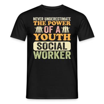 Ne sous-estimez jamais les jeunes travailleurs sociaux - T-shirt homme - noir - Devant - AI Model Male 178 light (178cm)
